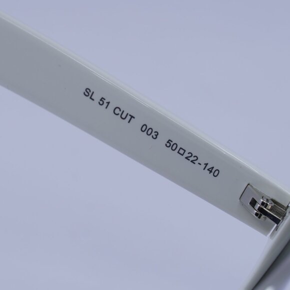 Saint Laurent SL 51 CUT 003 Sunglasses Ivory/Silver Square Frame, Grey Lenses - Picture 5 of 10